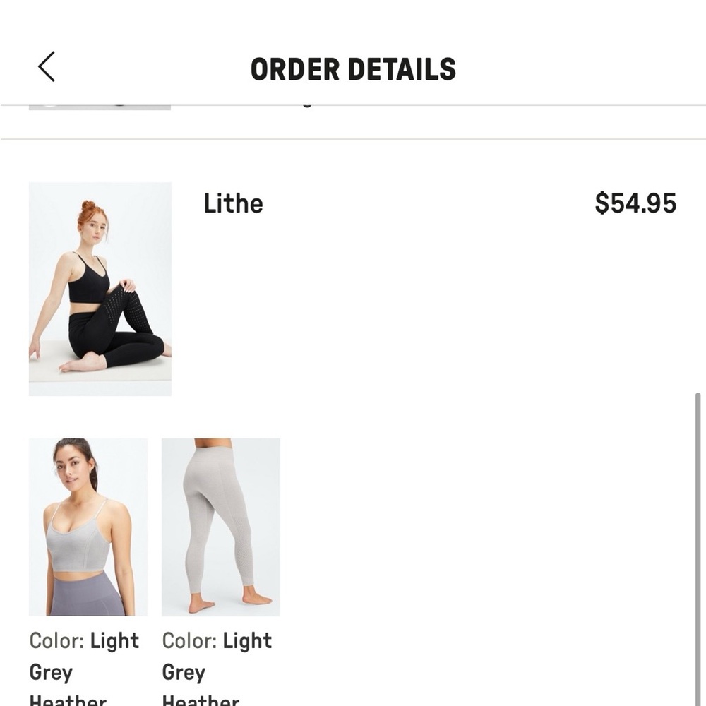 Fabletics Lithe Set – Sports Bra & Leggings – Grey